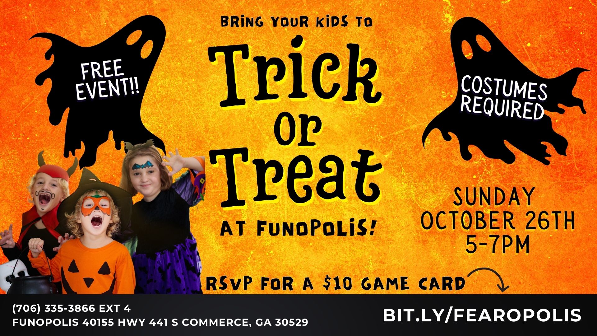 Event Banner Facebook – Trick or Treat at Funopolis – 2025 (1920 x 1080 px)