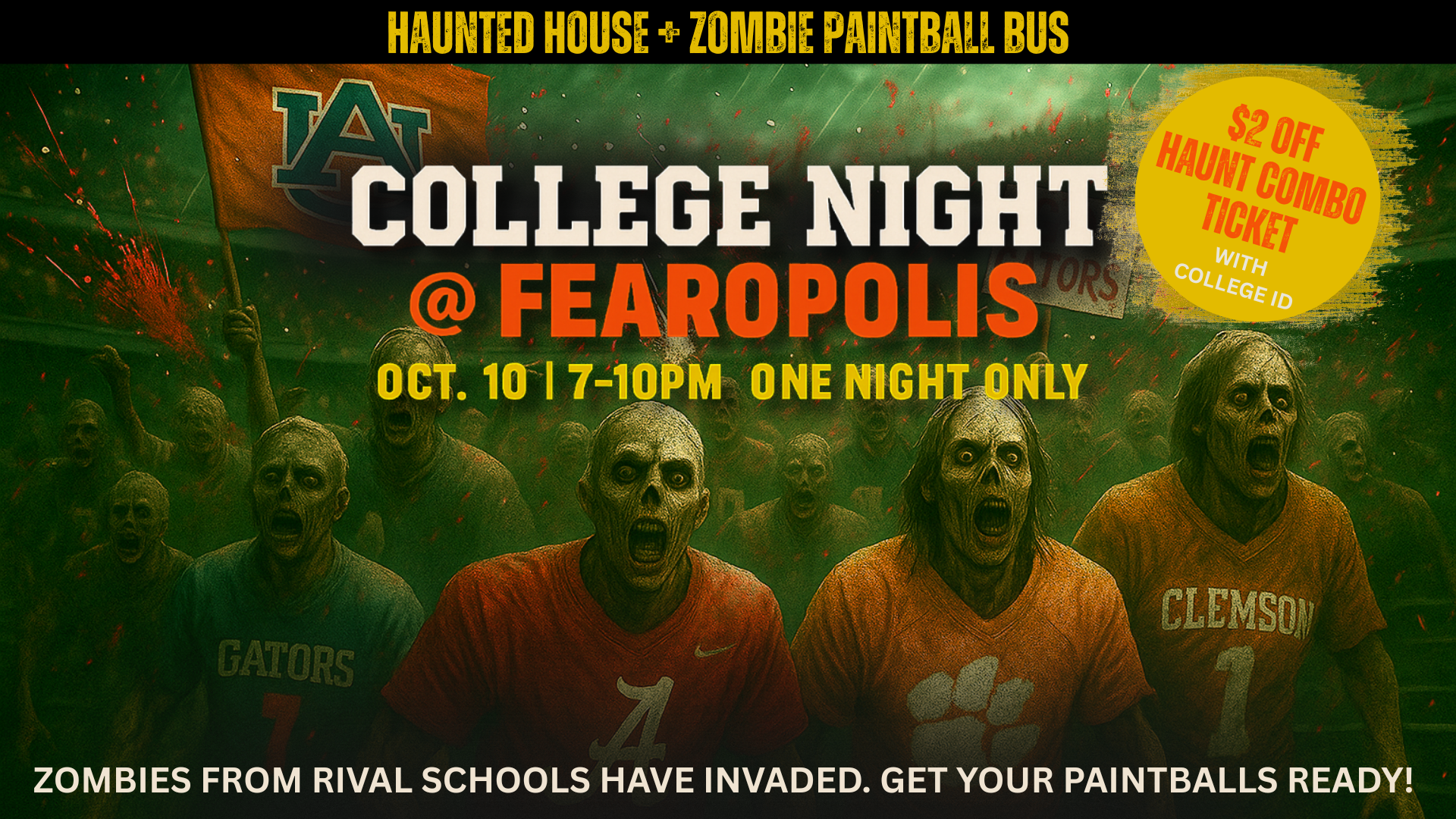 Fearopolis Socials – College Night Event Banner – 2025